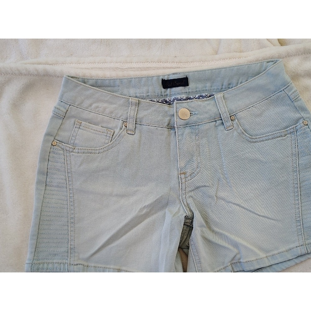 Red Camel  Light Wash Moto Ribbed Denim‎ Shorts Size 7/5